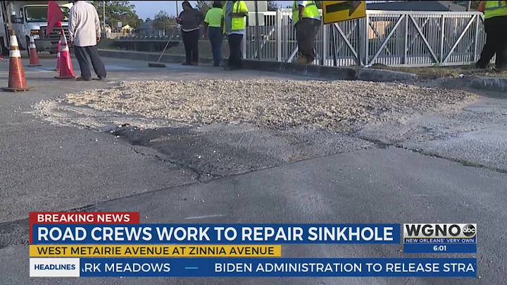 Road crews work to repair sinkhole in Jefferson Parish