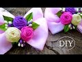 Бантики с Розами, МК / DIY Ribbon Bows with Rolled Roses