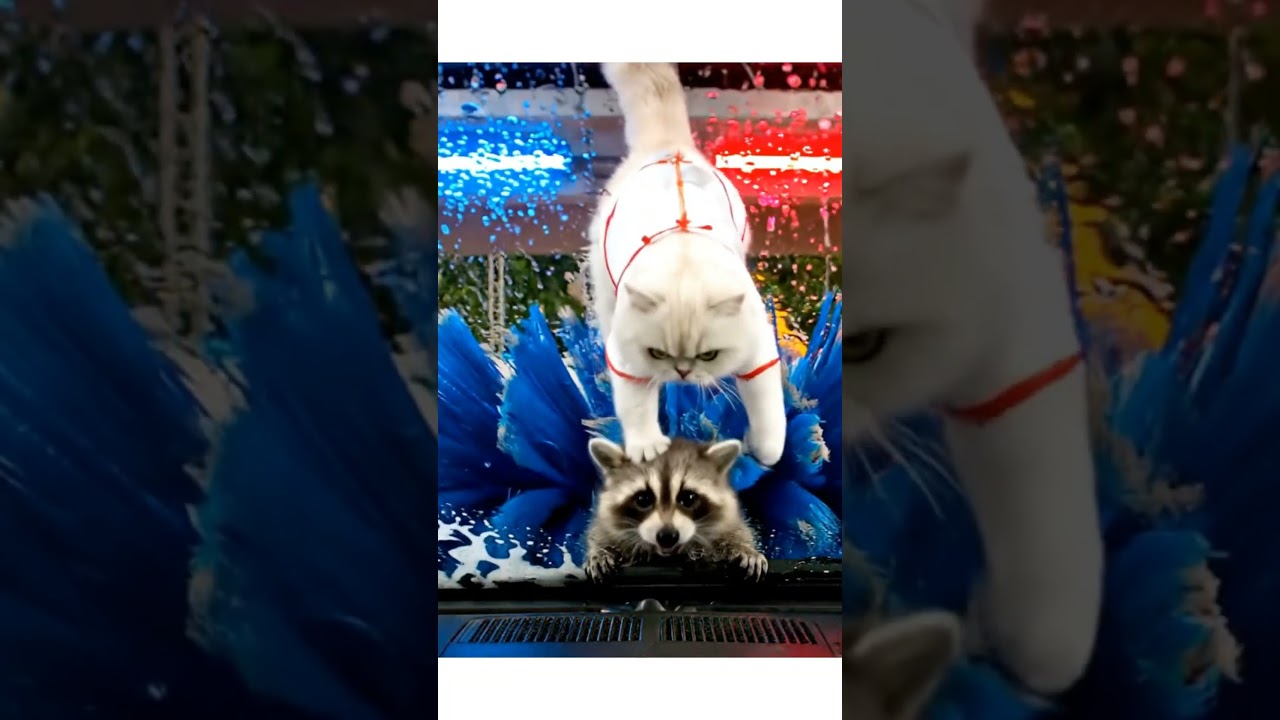 Baby Raccoon Trapped in Car Wash! 🦝🚿 | KungFu Cat Rescue 