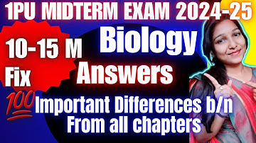1PUC 🔥IMPORTANT QUESTIONS with ANSWERS 💥MIDTERM EXAM 2024👉 BIOLOGY || Karnataka PU board exams