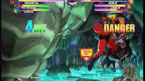 MvC2 Online (360): Brett (Cha/Mag/Doom) vs Gamweasel (Guile/Cha/Jug) 3 .:12.15.09:.