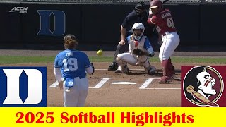 #9 Florida State vs #18 Duke Softball Game Highlights 3 23 2025