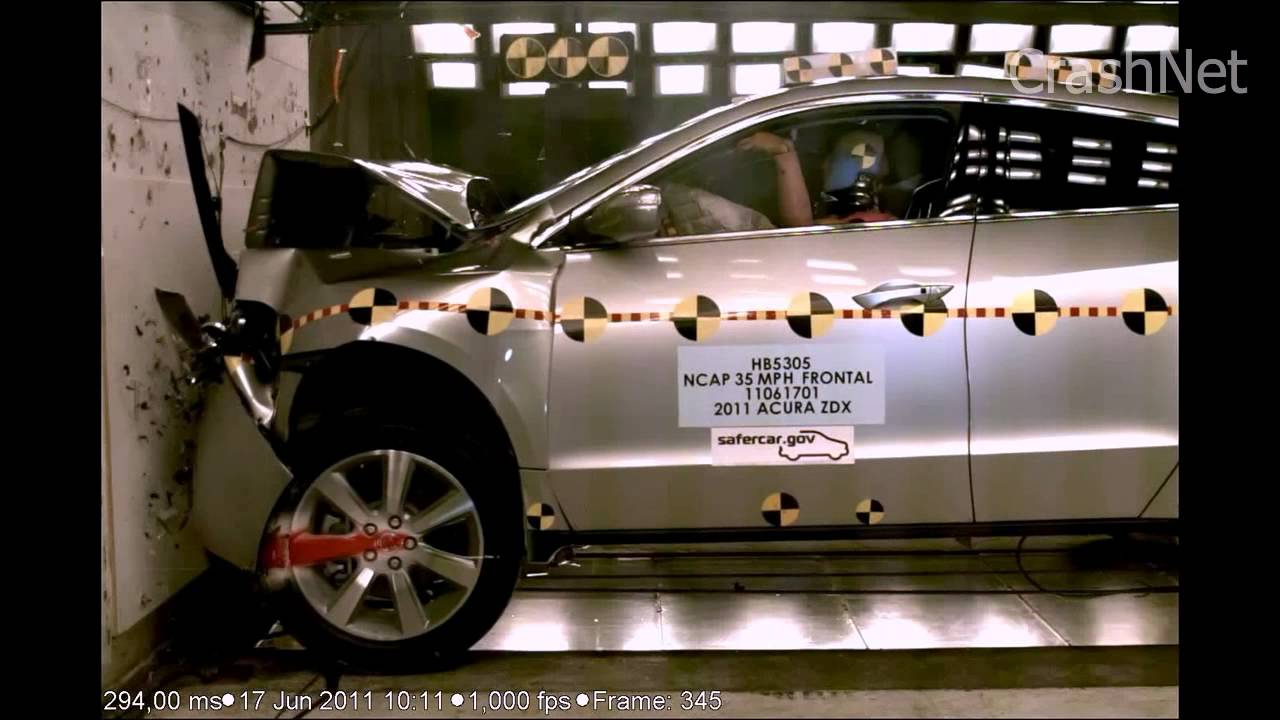 collision detection Acura ZDX | 2011 | Frontal Crash Test | NHTSA High Speed Camera | CrashNet1