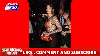 Nina Dobrev's Mesh Top Is Completely See Through Apart From Two Bright Orange Suede Bustier Cups
