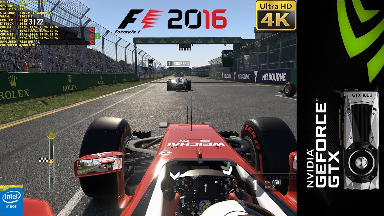 F1 2016 Ultra Settings 4K | GTX 1080 | i7 5960X 4.5GHz [4K]