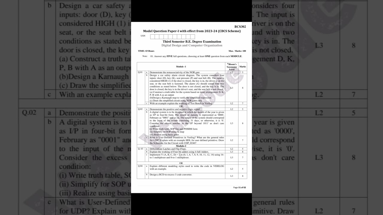 Digital design and computer organization vtu 3rd sem BCS302