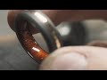 Making a black titanium ring with gold and wood inlays