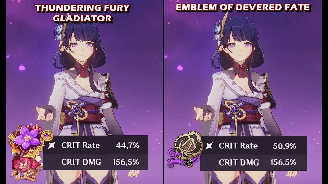 Raiden Shogun - Emblem of Severed Fate vs Thundering Fury - Artifack Comparison