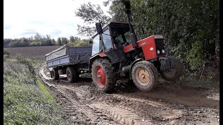 MTZ 80 + megrakott HW kocsi küzdelme