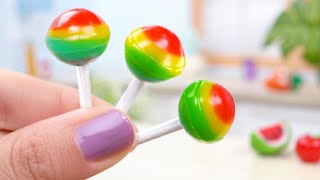 Sweet Miniature Fruit Lollipop Recipe | Satisfying Rainbow Lollipop Candy Making | Tiny Cakes