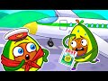 Avocado Baby Got Lost in the Airport ✈️ 😱 Learn Good Habits in Airplane || Pit & Penny