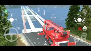 Crane simulator. The process of building a bridge over water