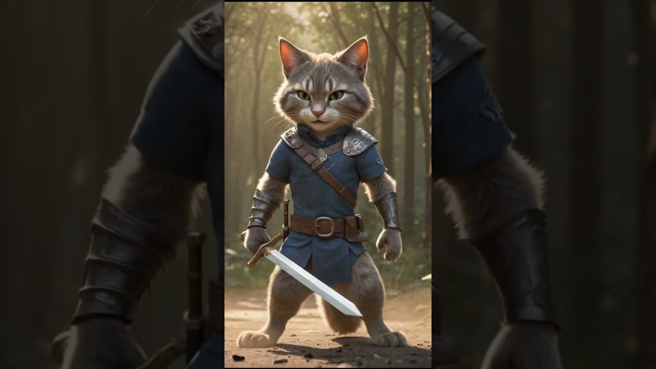 Warrior Cat with Sword 🗡️ | Epic Cat Fight Scene | Fantasy Action Short