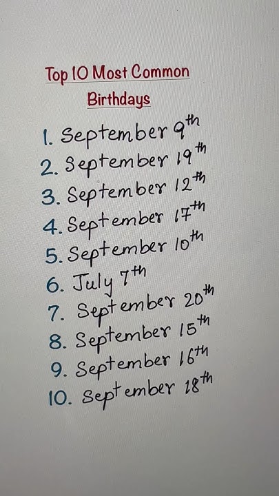 Top 10 Most common Birthdays YouTube