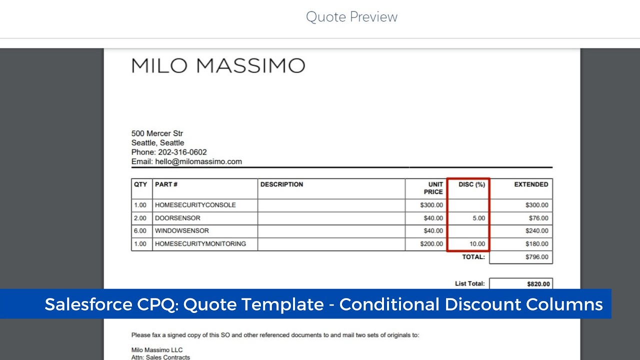 Salesforce CPQ Quote Template Conditional Discount Columns YouTube