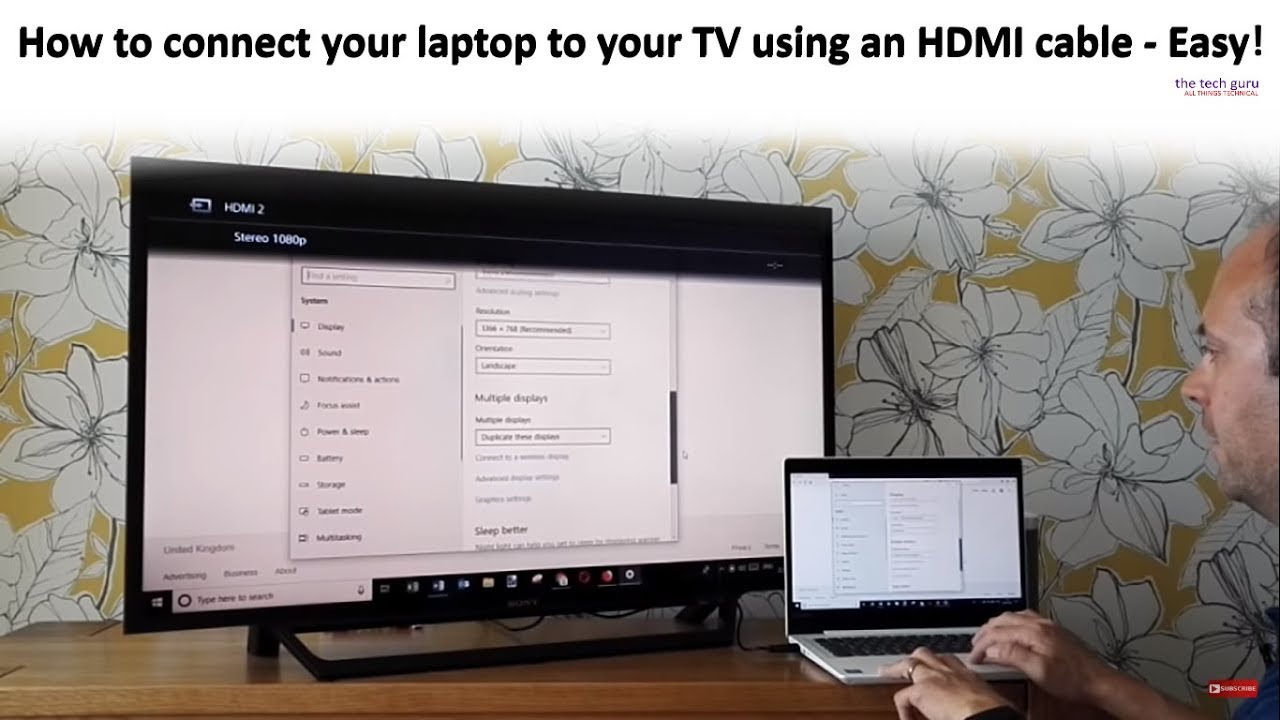 indvirkning Natur Email How to connect your laptop to your TV using an HDMI cable - Easy - YouTube