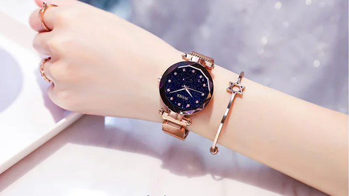 Đồng hồ nữ dây nam châm Suoer đẹp, chính hãng Nu079