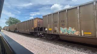 UP 5515 leading empty coal train south through Racine,Wi.