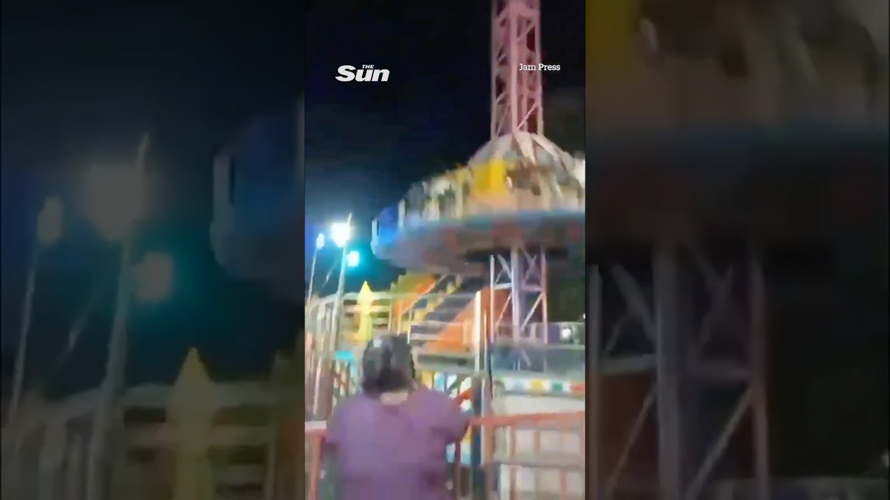 Horror moment fairground ride plummets 50ft to ground injuring 12