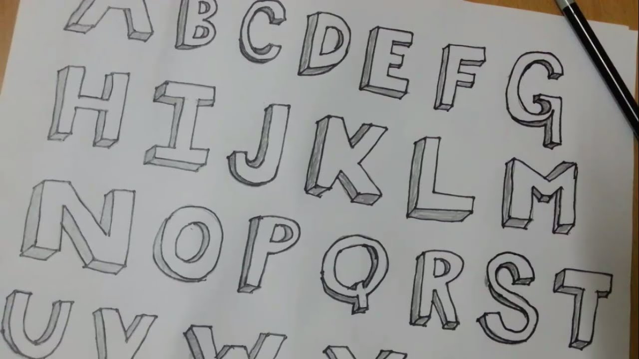 How to draw alphabet letters A - Z in 8D