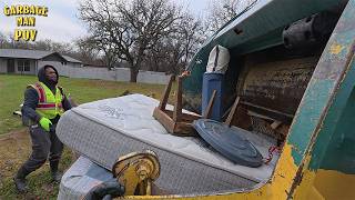 Bulky Garbage Collection ASMR - Rear Loader Trash Truck | 4K UHD