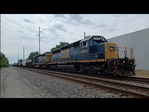 Flared Mac leader and Ex CR SD40-2 duo CSX 8842 and CSX 8882 lead L423