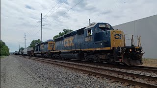 Flared Mac leader and Ex CR SD40-2 duo CSX 8842 and CSX 8882 lead L423