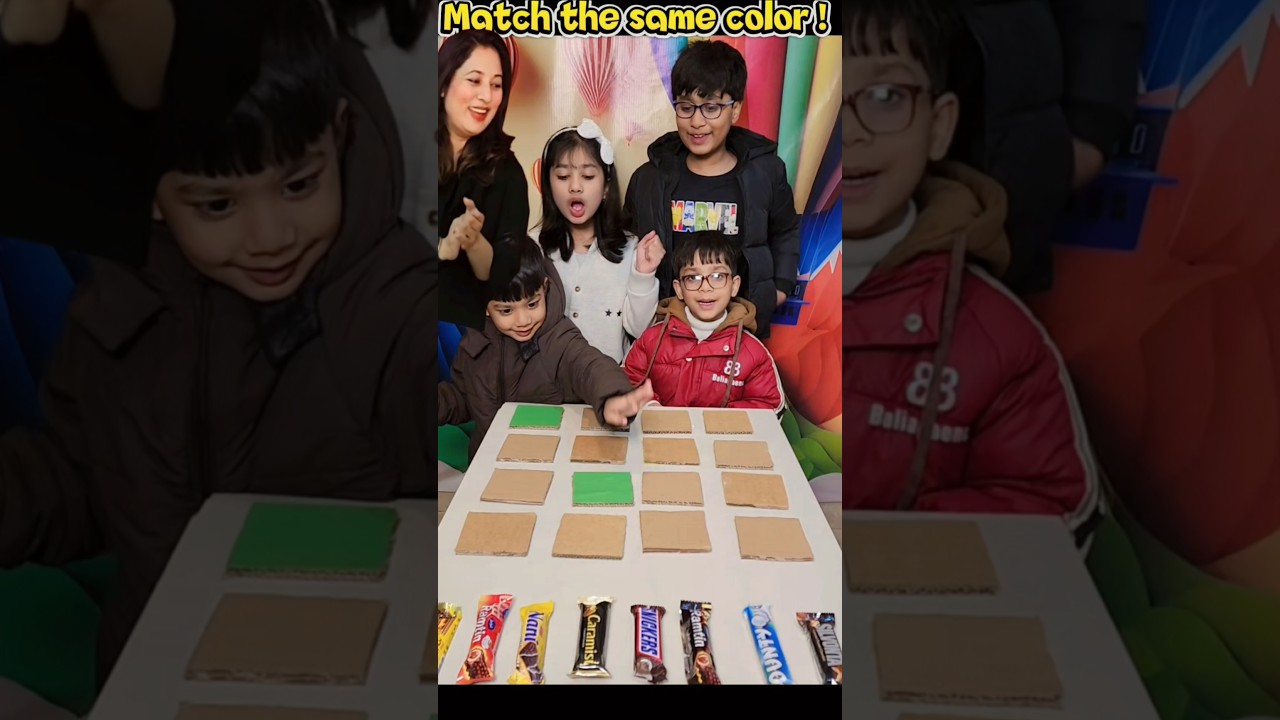 🍫 Match the Same Color & Win Chocolate! | Family Gaming Challenge 🎨👨‍👩‍👧‍👦 