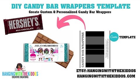 Candy Bar Wrapper tutorial Template: Canva.com