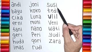 Belajar Menulis dan Membaca Nama - Nama Orang Yang Ada di Indonesia
