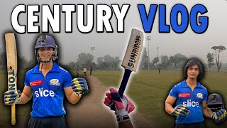 CENTURY VLOG ON A DIFFICULT PITCH 😍 | 100 (64) In TOURNAMENT MATCH🔥 | GoPro Cricket T20 Highlights