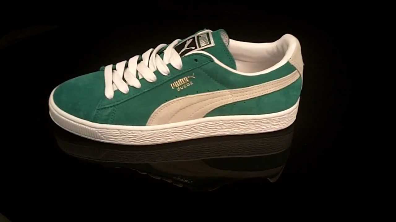 puma suede classic green lake white swan