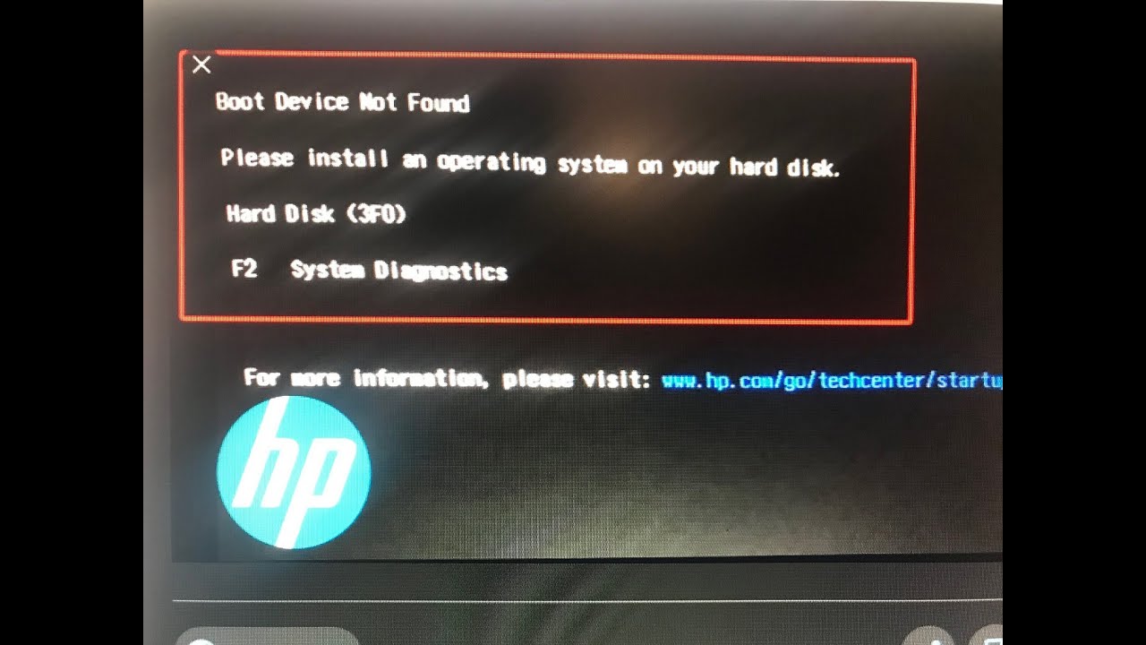 Boot Device Not Found. Please Install an Operating System on your Hard Disk.