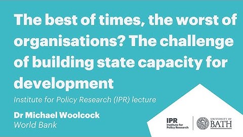 The challenge of building state capacity for development