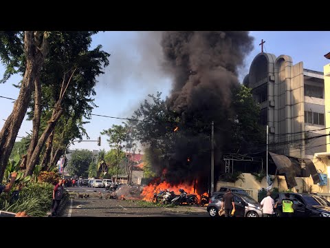 Three churches in Indonesia hit by suicide bombers
