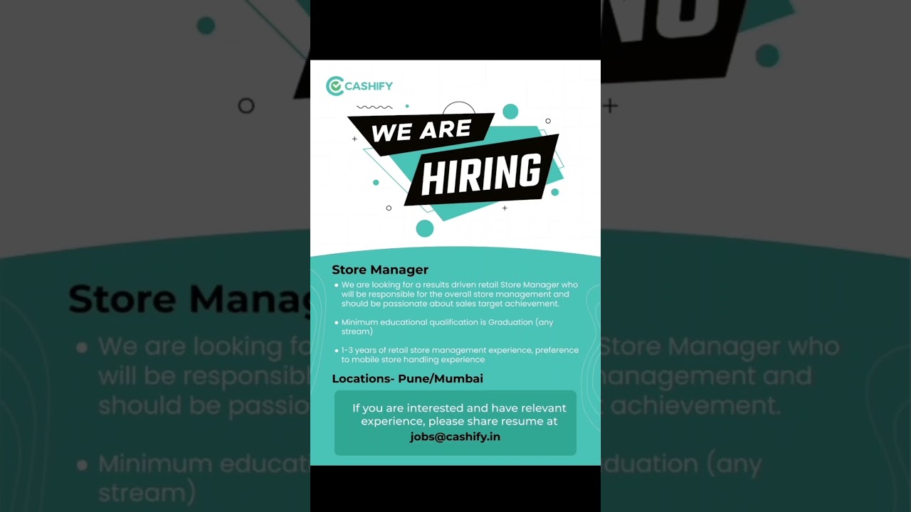 Store Manager Job in Cashify 