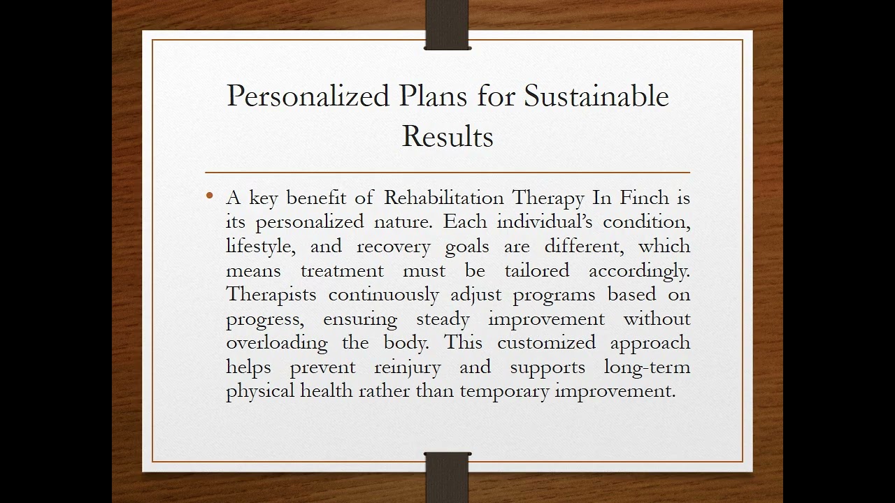 Rehabilitation Therapy In Finch: Supporting Recovery Through Personalized Care