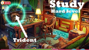 Manor Matters hidden objects #130 Study HD - Hard Level - failed in Trident, Trophy cup | target,dog