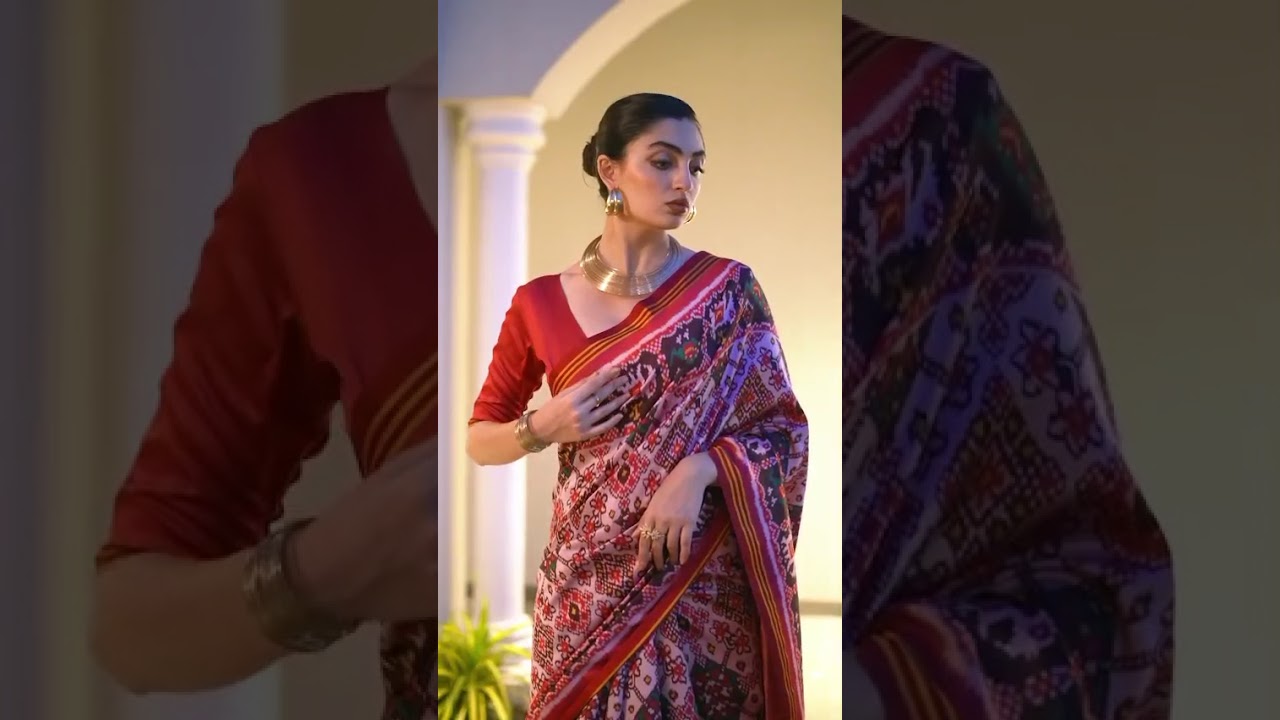 Mustard Yellow Soft Patola Silk Saree