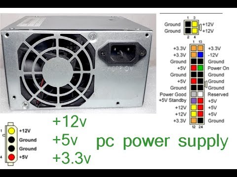 How to ues pc power supply hindi +3.3v, +5v, +12v - YouTube diagram of a power supply 