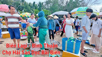 Biển động xin đừng tắm|Chợ hải sản tươi ngon giá rẻ dọc bãi biển Lagi - Bình Thuận