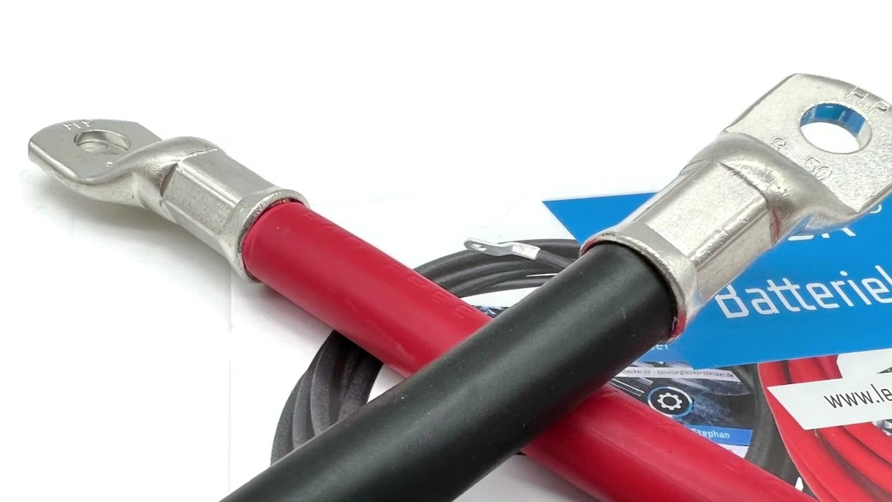 revolt Fahrzeug-Batterie-Kabel: 2er-Set Batteriekabel, je 100 cm, 16 mm²,  rot/schwarz (Wechselrichterkabel)