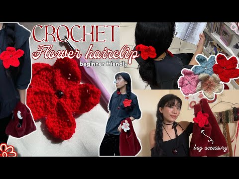 How to crochet flower clip tutorial l ✿ beginner friendly #crochet #tutorial