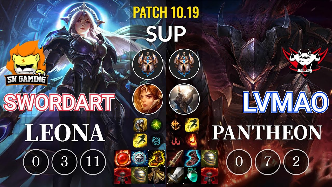 SN SwordArt Leona vs JDG LvMao Pantheon Sup - KR Patch 10.19
