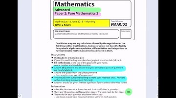 EdExcel A-Level Maths June 2018 Paper 2 (Pure Mathematics 2)