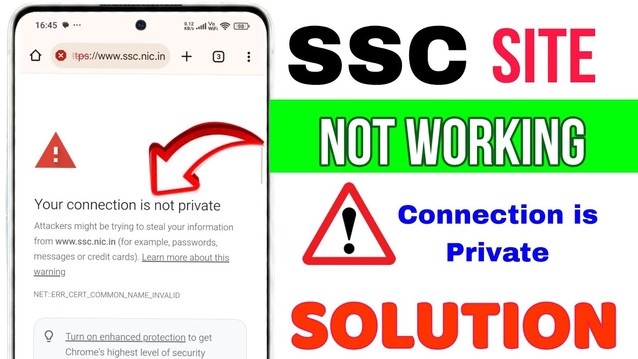 SSC website not working today | You connection is not Private | Ssc CGL Site Not open issue bug 2026