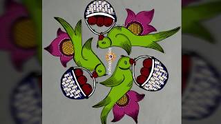 Easy Rani Designs...special New Year Kolam..parrots...7 To 4 Moddle Dots...chilukala Muggu