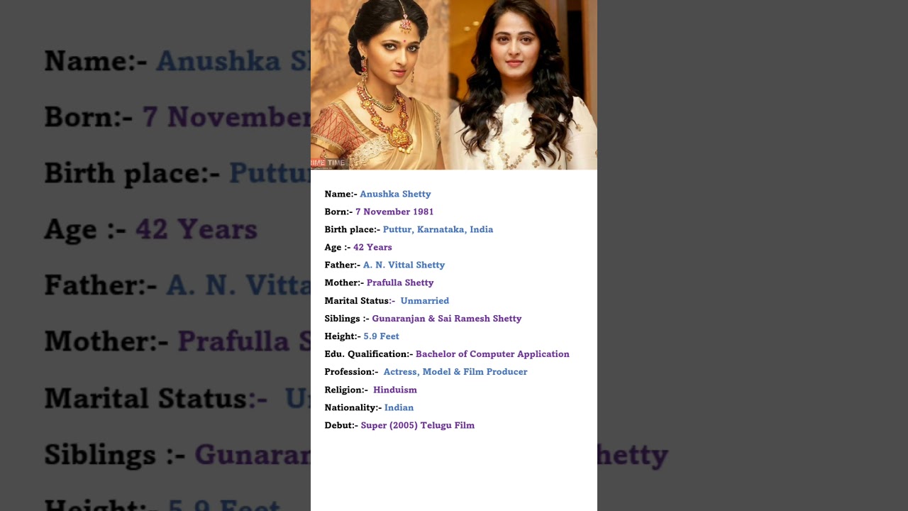 Beautiful Actress Anushka Shetty Biography 