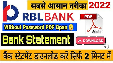 RBL Bank Account Statement PDF Download || How to Download RBL Bank Account Statement PDF