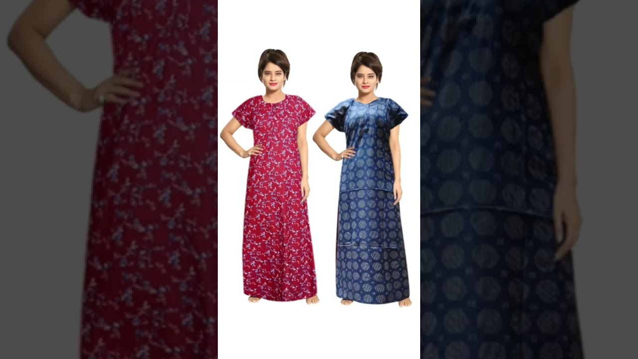 Women's Soft Pure Cotton All Over Print Maxi Nighties & Nightdresses 